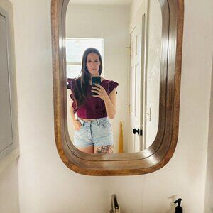 Elegant Ruffled Burgundy Top OPEN BACK TIES